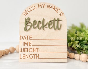Hello My Name Is Birth Stat Sign | Baby Name Announcement Sign |Baby Name Sign For Hospital | Baby Name Reveal | Personalized Baby Name Sign