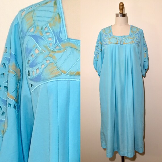 Bali embroidery cut out out dress with hand painte