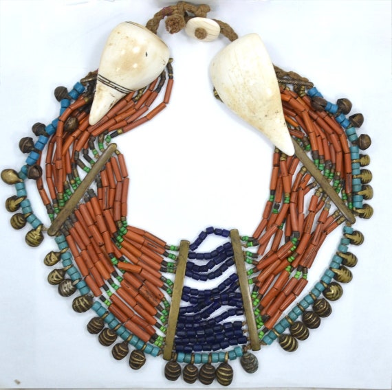 Authentic 1940s Naga Konyak Bead Necklace with Be… - image 2
