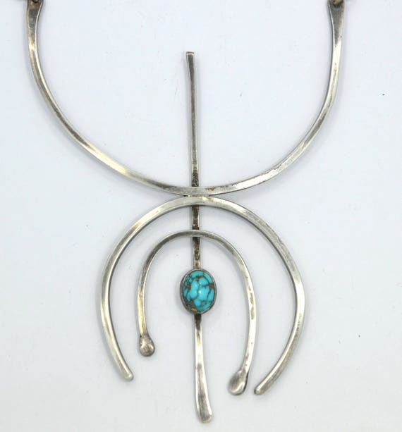 1970s Modernist Sterling Turquoise Necklace