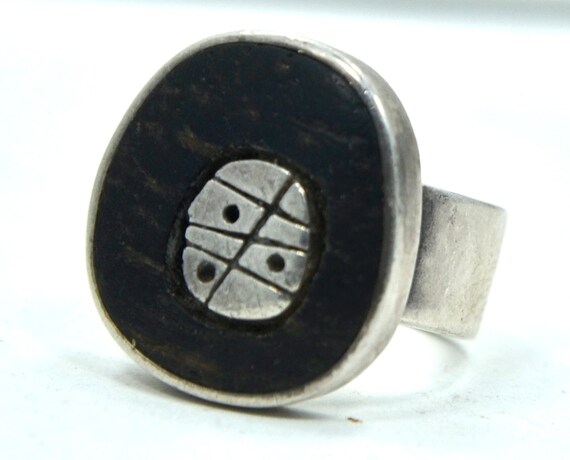 Ed Wiener Sterling Silver Wood Ring 1950s - image 2