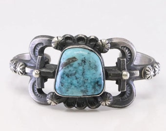 Chimney Butte Sandcast Sterling Turquoise Bracelet