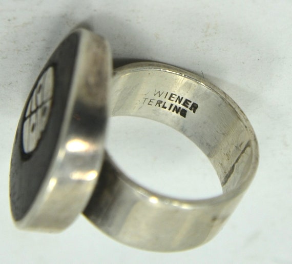 Ed Wiener Sterling Silver Wood Ring 1950s - image 5