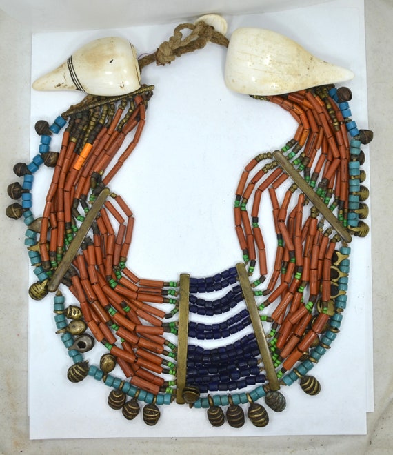 Authentic 1940s Naga Konyak Bead Necklace with Be… - image 3