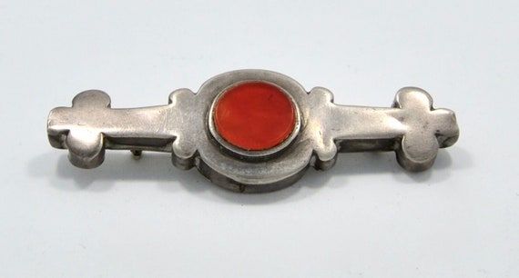 Antique Silver Carnelian Brooch from Turkmenistan - image 3