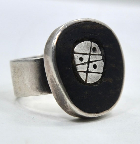 Ed Wiener Sterling Silver Wood Ring 1950s - image 3