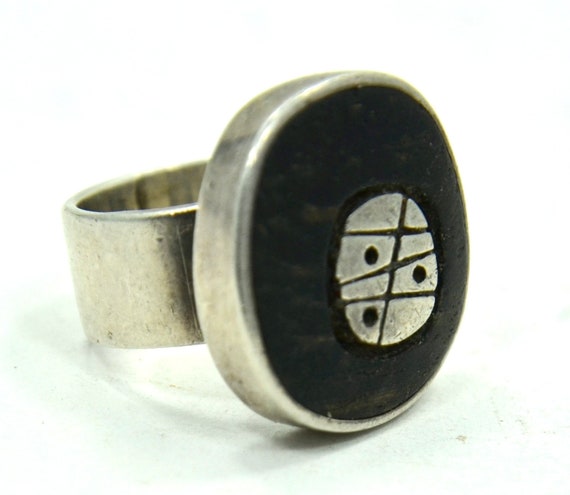 Ed Wiener Sterling Silver Wood Ring 1950s - image 6