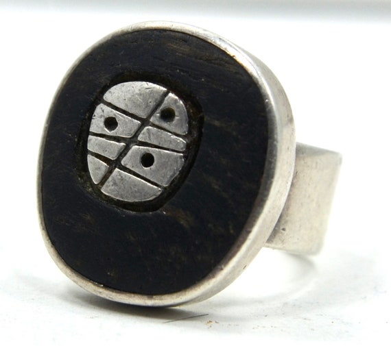 Ed Wiener Sterling Silver Wood Ring 1950s - image 1