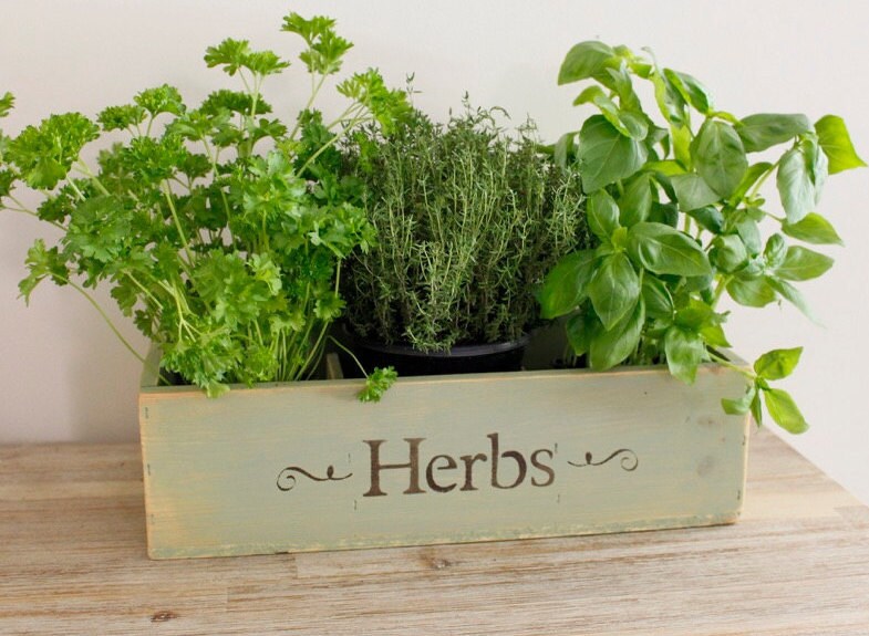 Herb planter window box wooden window box planter wooden  Etsy