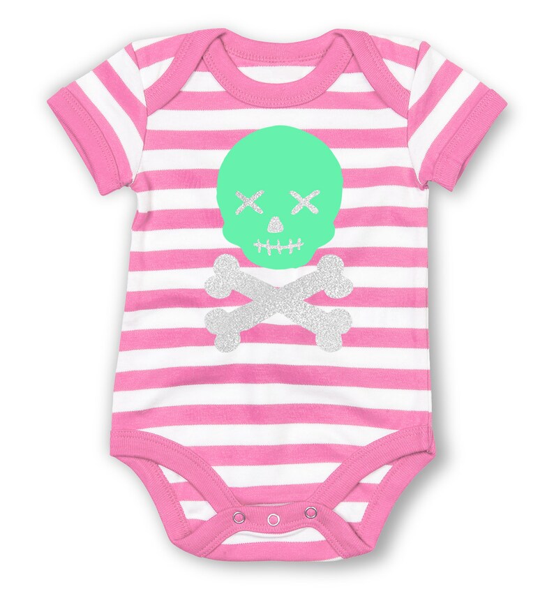 Skull And Bones Glitter striped baby grow