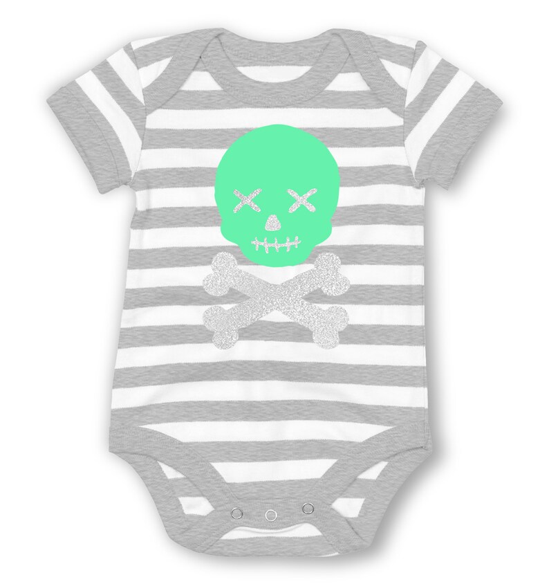 Skull And Bones Glitter striped baby grow