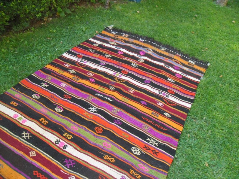 150x310cm große helle Läufer Teppich Kinder Kelim Teppich ...