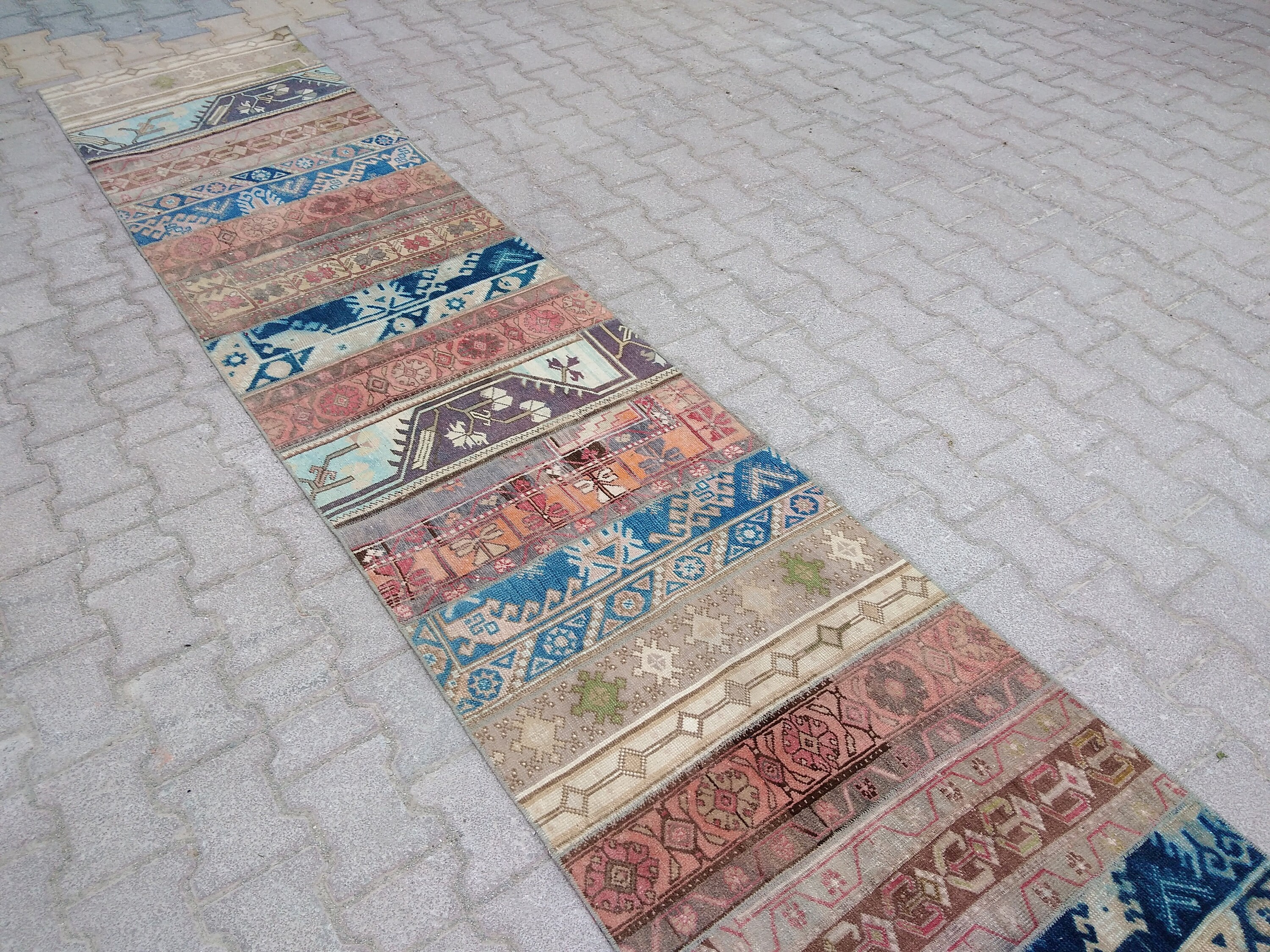 Wool turkish rug runner pure wool oushak runner rug patch runner 356x76cm Wool turkish rug runner pure wool oushak runner rug patch runner 356x76cm