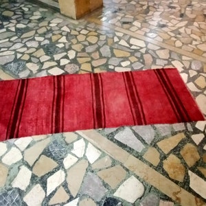 68*200 cm kleiner roter Läufer im Vintage Stil