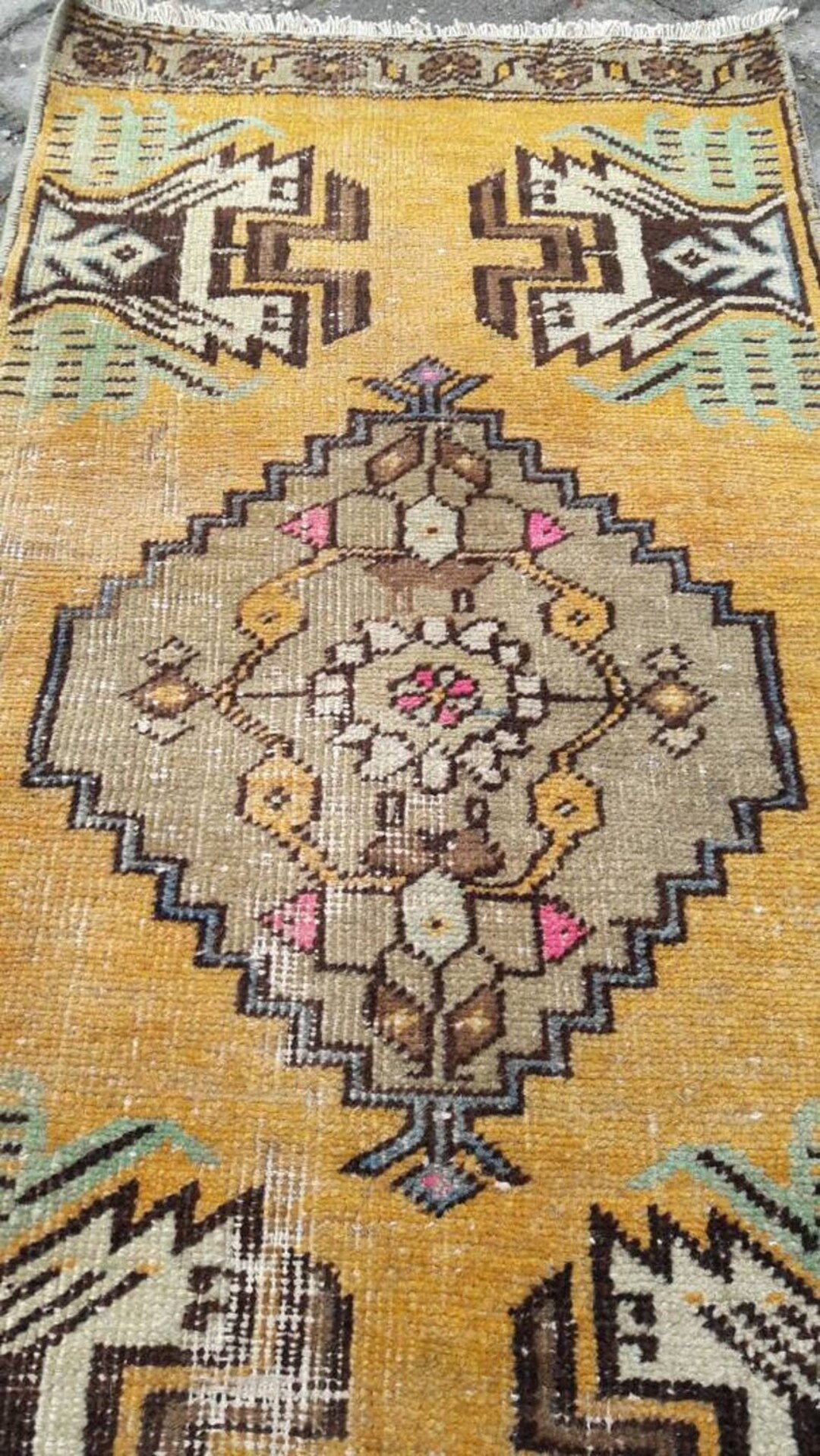 Vintage Yellow Vintage Area Rug 78x38cm/ft.2.55x1.24 - Etsy