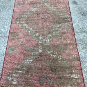 vintage vervaagd Roze tapijt kleine loper tapijt, 146x56cm