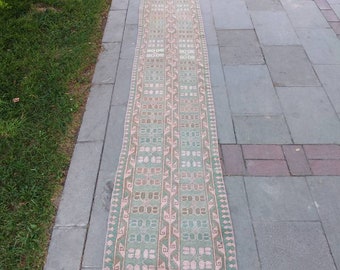 vintage lowpile long runner rug 350x54cm/11.5x1.77ft