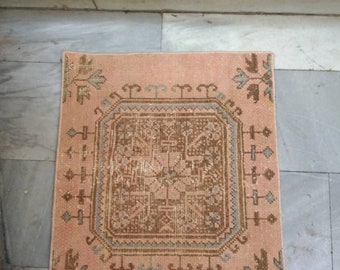 vintage pastel square  rug pad small oushak rug.73x64cm/ft.2.39x2.09