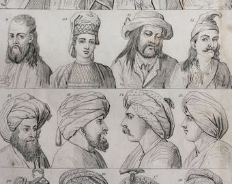 1852 Original Antique Human Races Engraving - Anthropology - Mankind - Ethnology