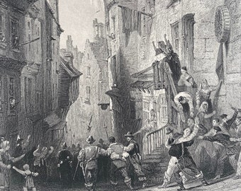 1874 The West Bow, Edinburgh Original Antique Print - Mounted and Matted - Available Framed