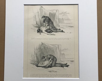 1900 Restoration of the Apparently Drowned or Suffocated - Howard's Method Original Antique Print - Mounted and Matted - Available Framed