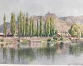 1933 The Residency and Club, Srinagar Original Antique Print - Kashmir - India - Pakistan - Available Framed