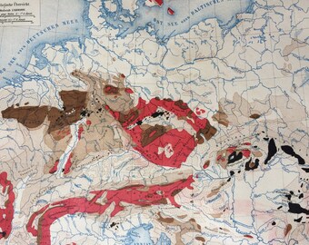 1875 Germany (Geological) Original Antique Map - Germany - Victorian Decor - Geology - Geologist Gift - Available Framed