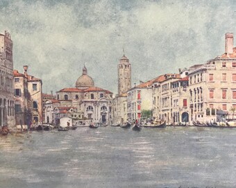 1904 Grand Canal, showing Tower of St Geremia Original Antique Print - Venice - Italy - Mounted and Matted - Available Framed