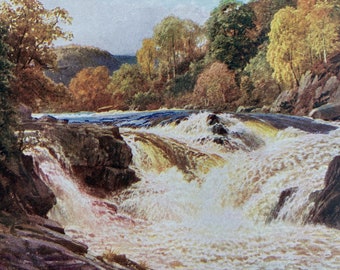 1922 The Falls of Tummel, Perthshire Original Antique Print - Highlands - Scotland - Mounted and Matted - Available Framed