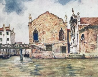 1904 St Maria delle Misericordia Original Antique Print - Venice - Italy - Mounted and Matted - Available Framed