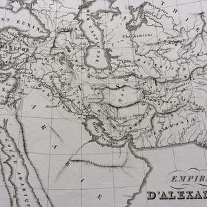 1822年 アレクサンドル帝国 オリジナルアンティーク彫刻古代歴史地図 - 細部までこだわった - 世界地図 - 地図作成 - アレクサンダー大王