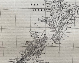 1880 Map of New Zealand Original Antique Print - Mounted and Matted - Available Framed