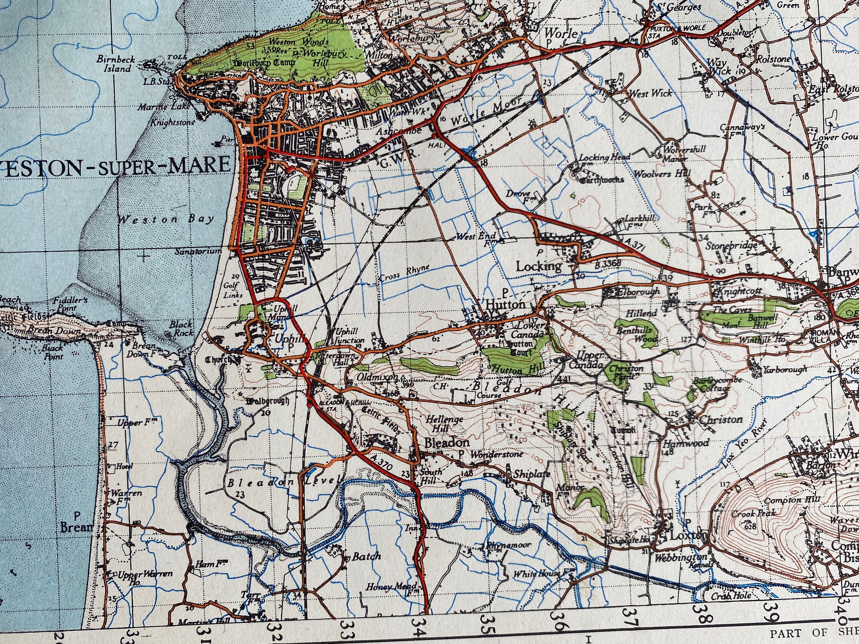 Map Of Weston Super Mare 1953 Weston-Super-Mare Original Vintage Map Somerset | Etsy Australia