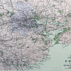 1902 Cork und Queenstown (Environs) Originale antike Karte - Irland - gerahmt erhältlich