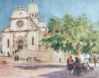 1925 The Duomo of Sebenico Original Antique Print - Dalmatia - Croatia - Mounted and Matted - Available Framed
