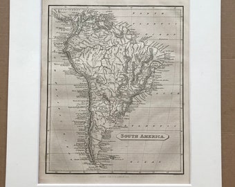 1840 South America Original Antique Engraved Encyclopaedia Illustration - Victorian Wall Decor - Antique Map - Available Framed