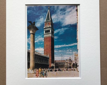 1940s Venice, Pizetta and St Mark's Cathedral Original Vintage Print - Mounted and Matted - Italy - Available Framed