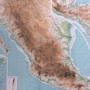 1922 MEXIKO & MITTELAMERIKA Große Original Antike Times Atlas Physische Karte - Nicaragua - Honduras - Guatemala - El Salvador - Costa Rica