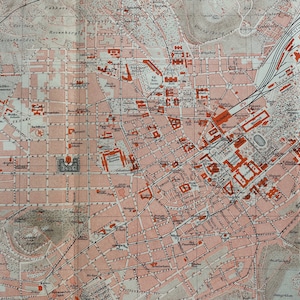 1897 Stuttgart Große Original antike Landkarte - Deutschland - Stadtplan - Kartographie - Vintage Karte - Wanddekor