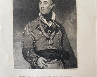 1844 Thomas Graham, Baron Lynedoch Original Antique Print - Portrait Engraving - Mounted and Matted - Available Framed