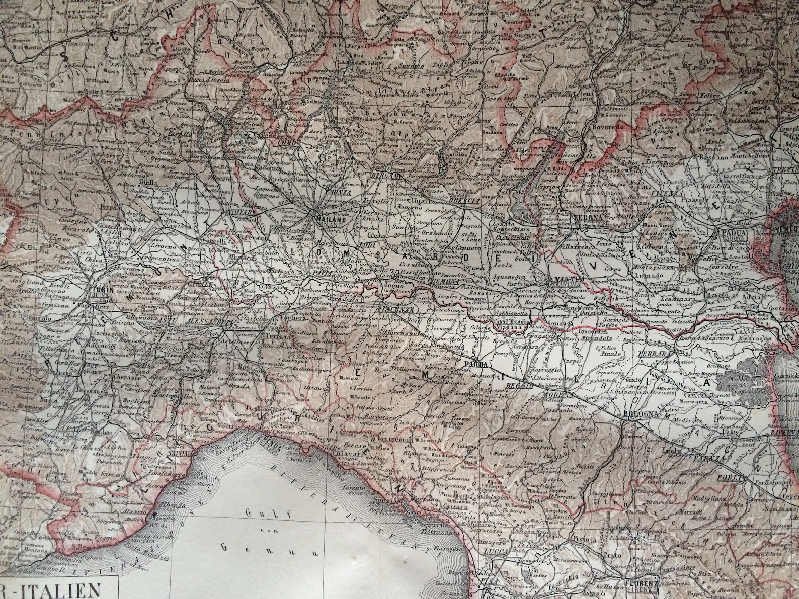 1876 Italia settentrionale Grande mappa originale antica Etsy