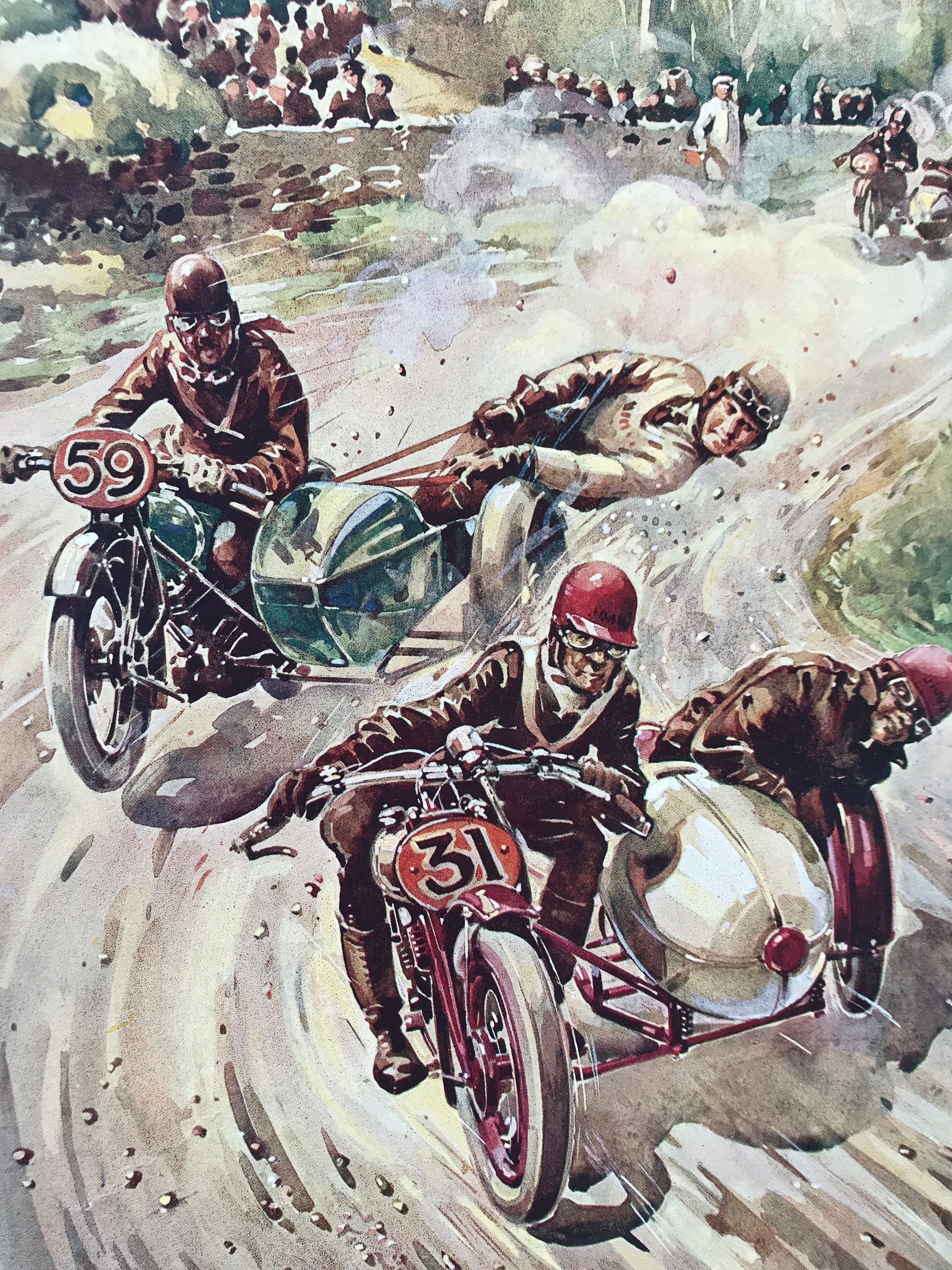 1930 A Tourist Trophy Sidecar Race Original Vintage Print - Motorbike ...