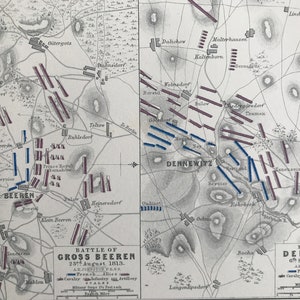 1875 Schlacht bei Gross Beeren und Schlacht bei Dennewitz 1813 Original Antike Landkarte - Schlachtkarte - Militärgeschichte - erhältlich gerahmt