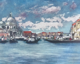 1904 A Festa Original Antique Print - Venice - Italy - Mounted and Matted - Available Framed