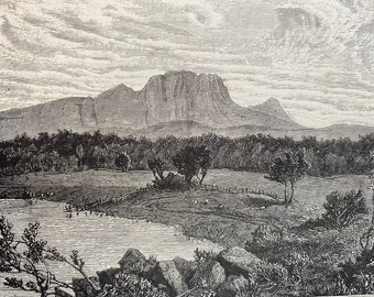 1880 View of Ben Lomond, Tasmania Original Antique Print - Australia - Mounted and Matted - Available Framed