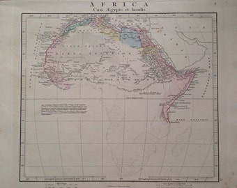 1865 AFRICA Original Antique Hand-Coloured Ancient History Map - Africa Continent - North Africa - Horn of Africa - African History