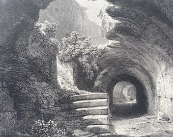 1874 The Upper Corridor of the Coliseum, Rome Original Antique Print - Mounted and Matted - Available Framed
