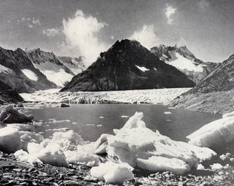 1931 The Marjelensee, Switzerland - Relic of the great Ice Age Original Antique Print - Geology - Mounted and Matted - Available Framed
