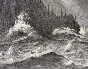 1895 Niagara - The Whirlpool Original Antique Engraving - Niagara Falls - United States - Mounted and Matted - Available Framed
