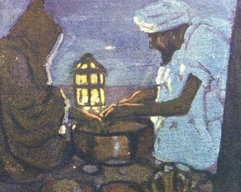 1904 Preparing Supper - Morocco Original Antique Print - Moroccan Landscape - Morocco - Mounted and Matted - Available Framed